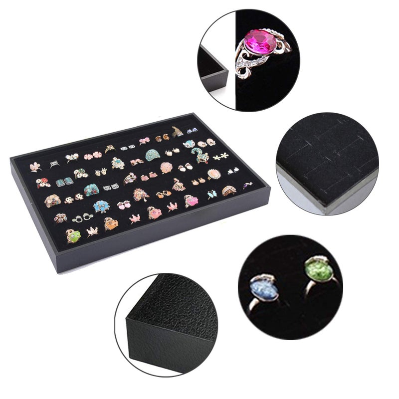 Stratalife Ring Organizer for Jewelry Stackable Ring Storage Display Tray Jewelry Holder Showcase for Multiple Rings Drawer Inserts Black(100 Slot) - Image 2